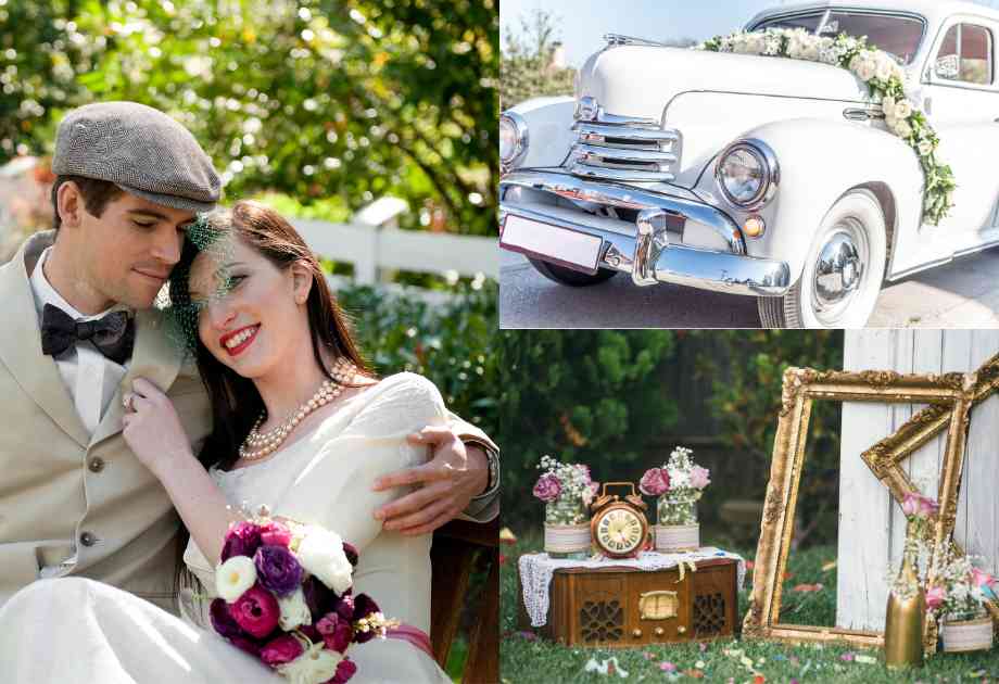 Hochzeitstrend-Kollage: Vintage-Wedding